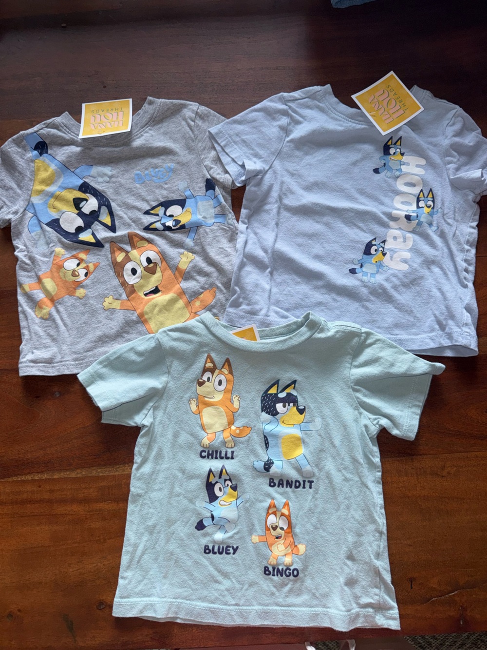 Bluey Kids Short Sleeve Tee lot - Light Blue Character‎ Print bundle